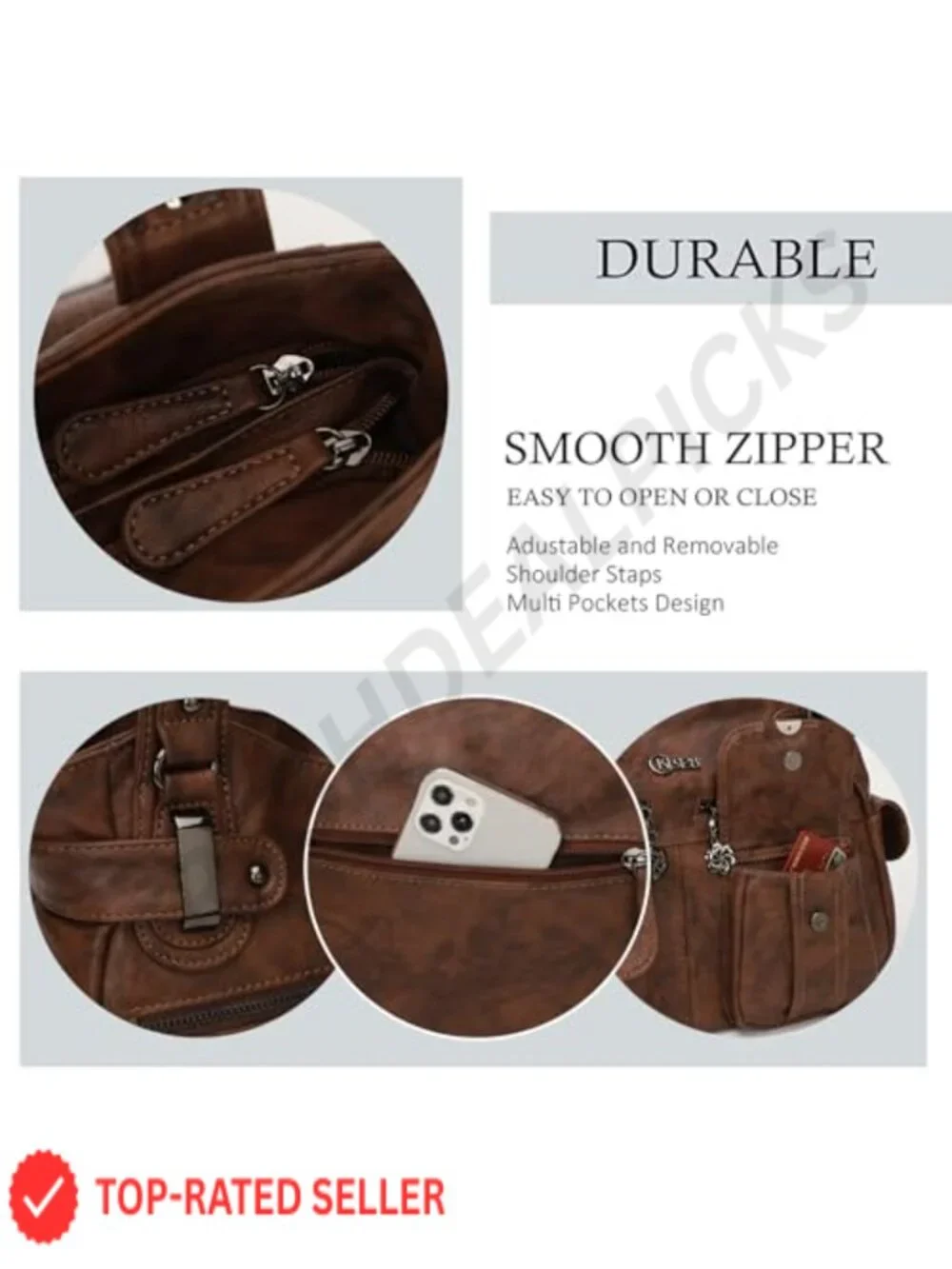 Women's Large Hobo Tote PU Leather Multi-Pocket Shoulder Bag